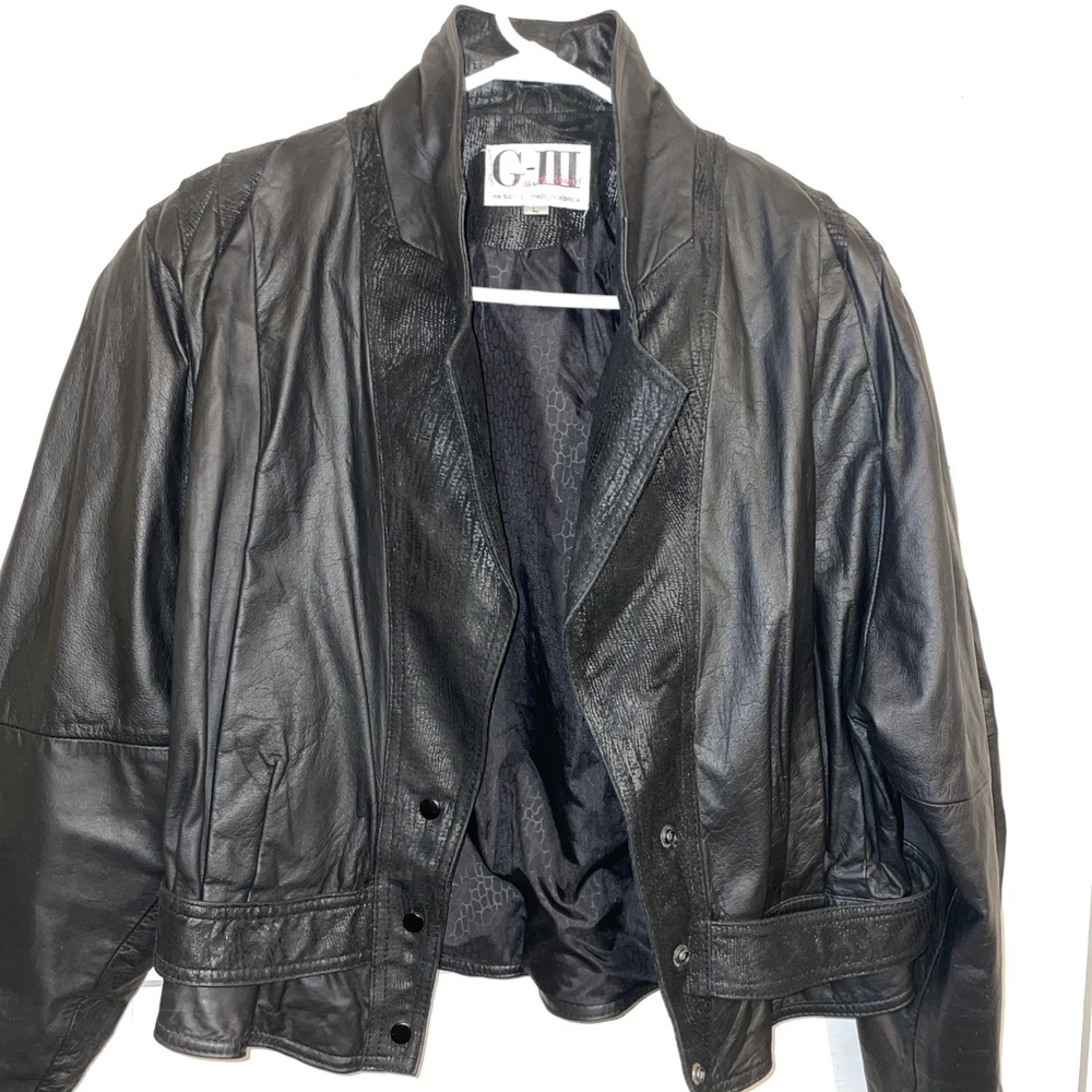 Vintage G-III Punk 80s Black‎ Leather Cropped Jacket Feminine
